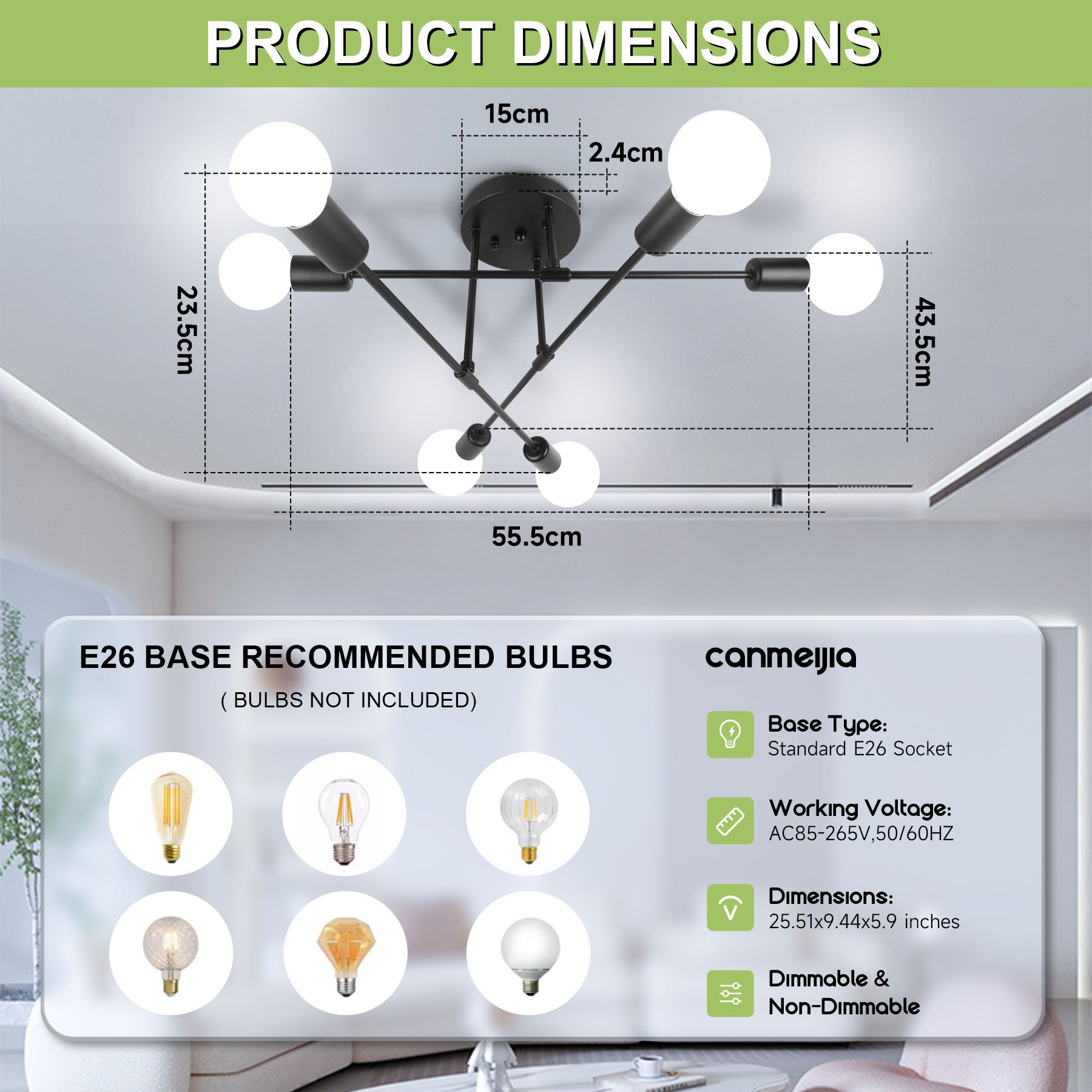 Hot Sell Canmeijia Indoor Lighting Living Room Hotel Restaurant Modern Lustre Kitchen Chandeliers & Pendant Lights