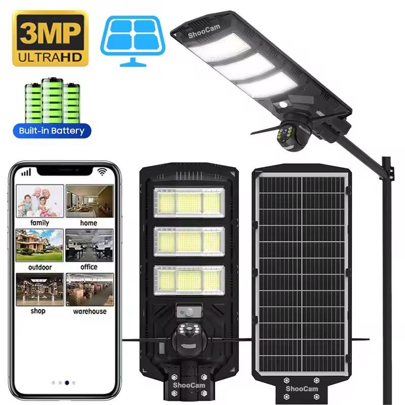 Omsen All in One Integrated Outdoor 300W Solar Camera Street Light With 4G Cctv 300W Lighting Monitor Lamp for Housing Yard