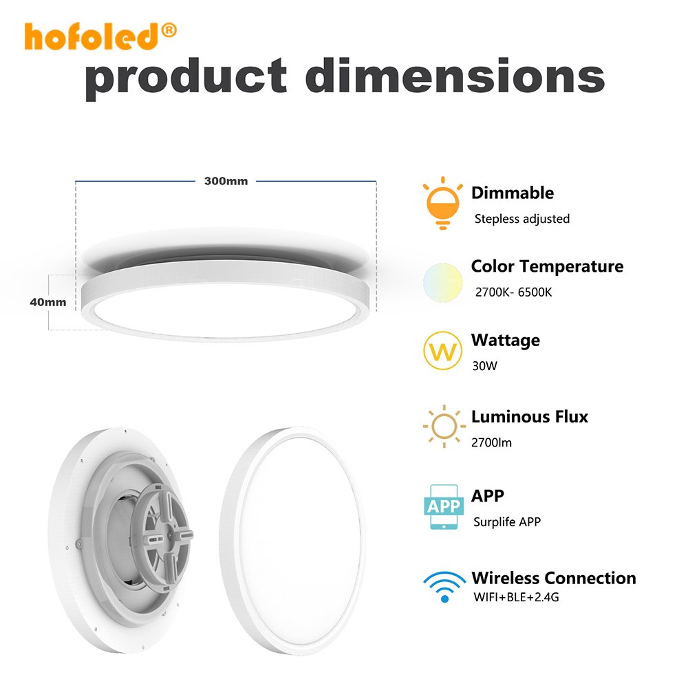 Modern Smart Home RGB Ceiling Light IP44 Remote Control Surface Mounted Alexa Google Home Integration for Bedroom Living Room