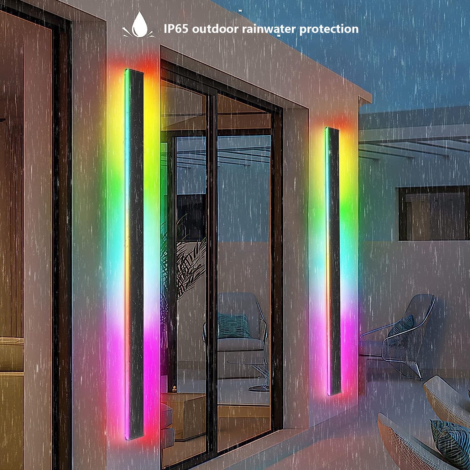 Factory Low Price RGBW Colorful Long Wall Light Rectangular Black Frosted Acrylic IP65 Waterproof Linear LED Wall Sconces