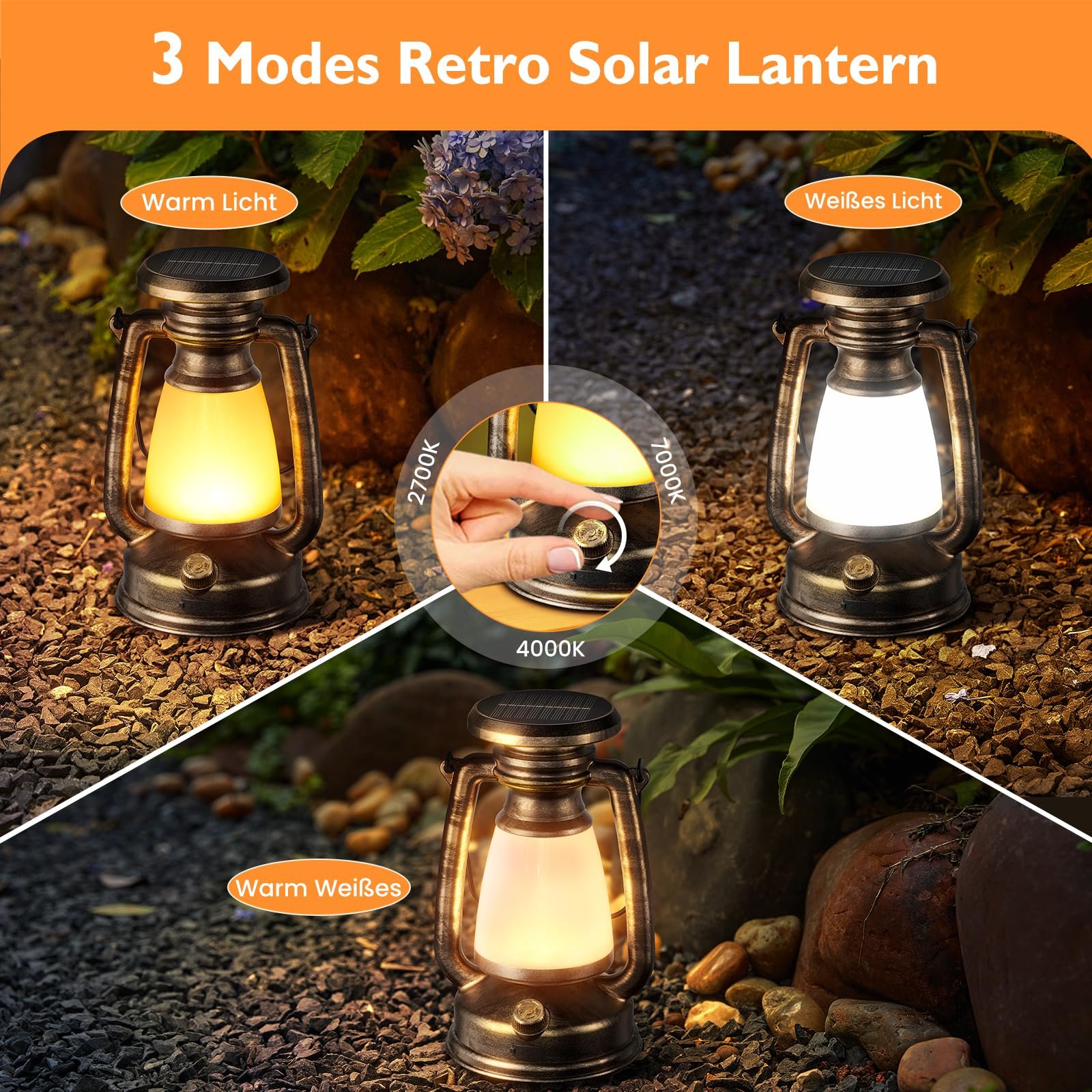 TSINYE Outdoor IP65 Waterproof Camping Lamp Solar Powered Charging Camping Light Warm Dimmable Ambient Light for Camping, Hiking