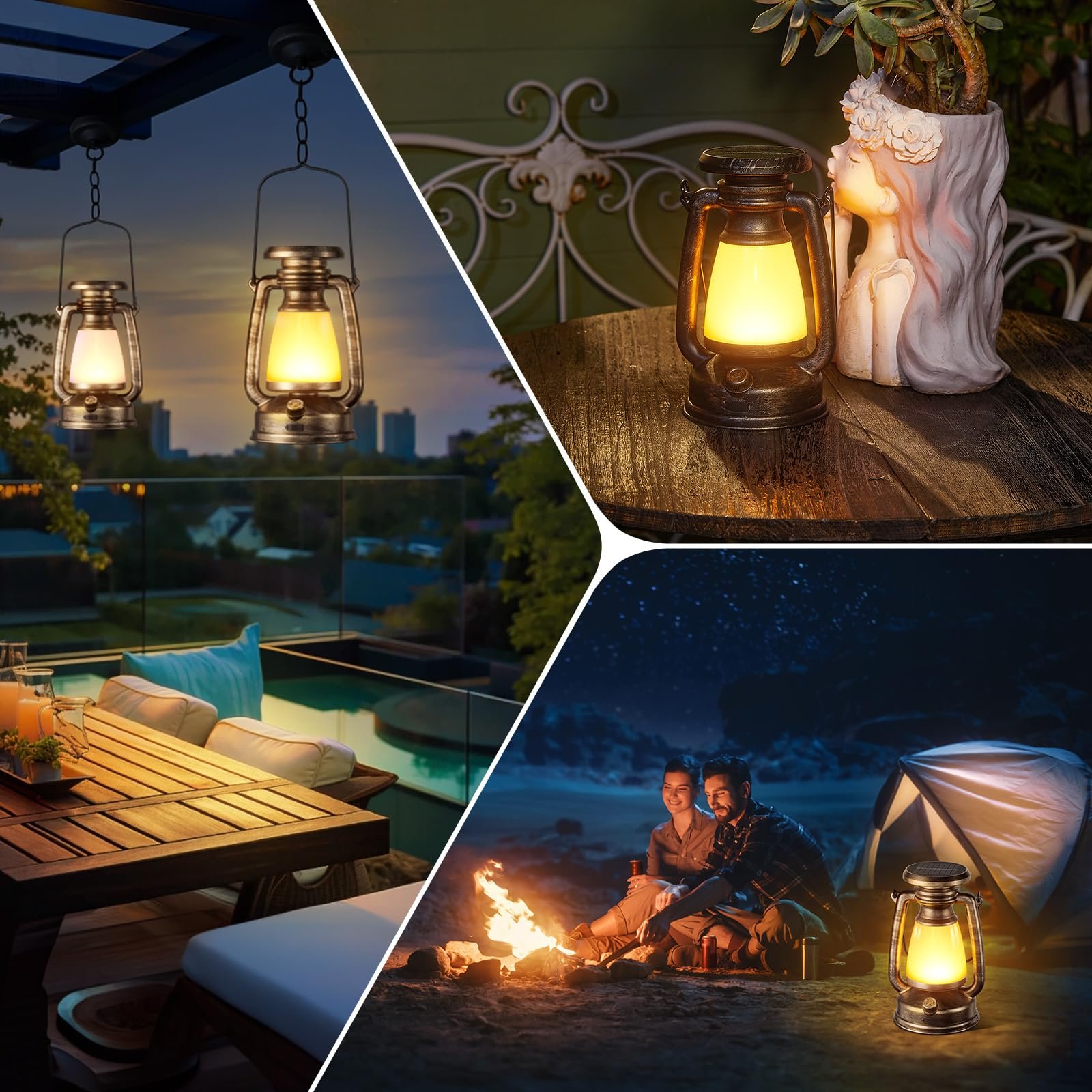 TSINYE Outdoor IP65 Waterproof Camping Lamp Solar Powered Charging Camping Light Warm Dimmable Ambient Light for Camping, Hiking
