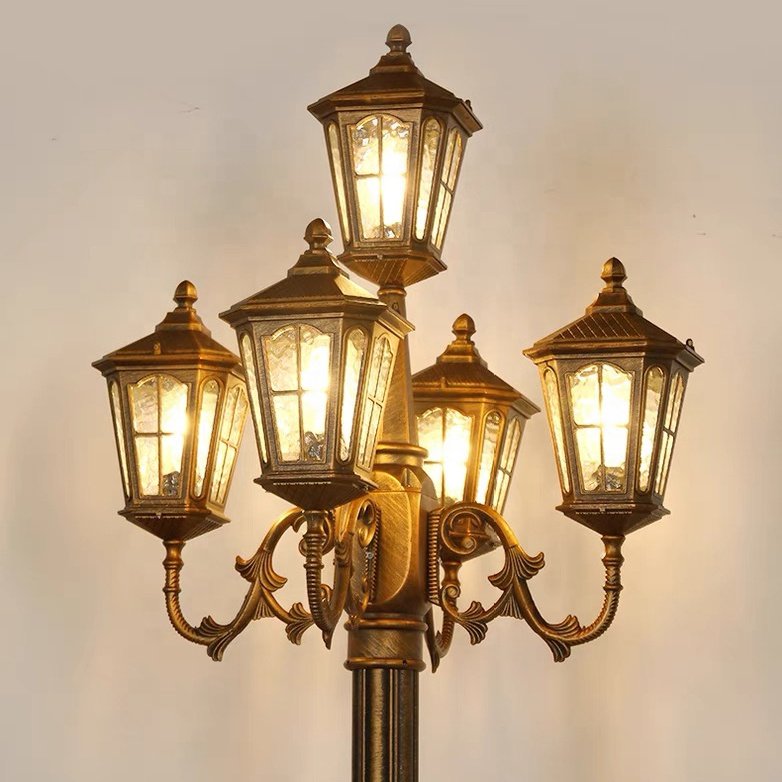 Newly Designed Antique Waterproof 5-head square LED Garden Light European Style Courtyard Villa Garden Landscape Light