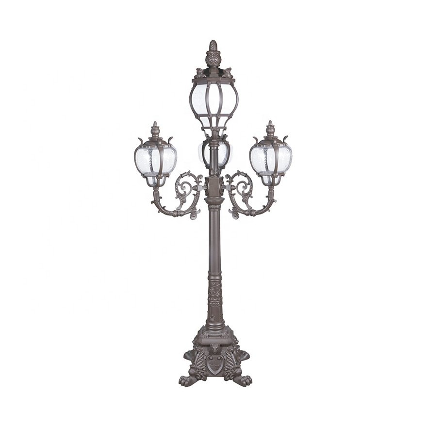 New Outdoor Classic European Style Waterproof Led Antique Street Light Pole Aluminum Garden Post Lamp