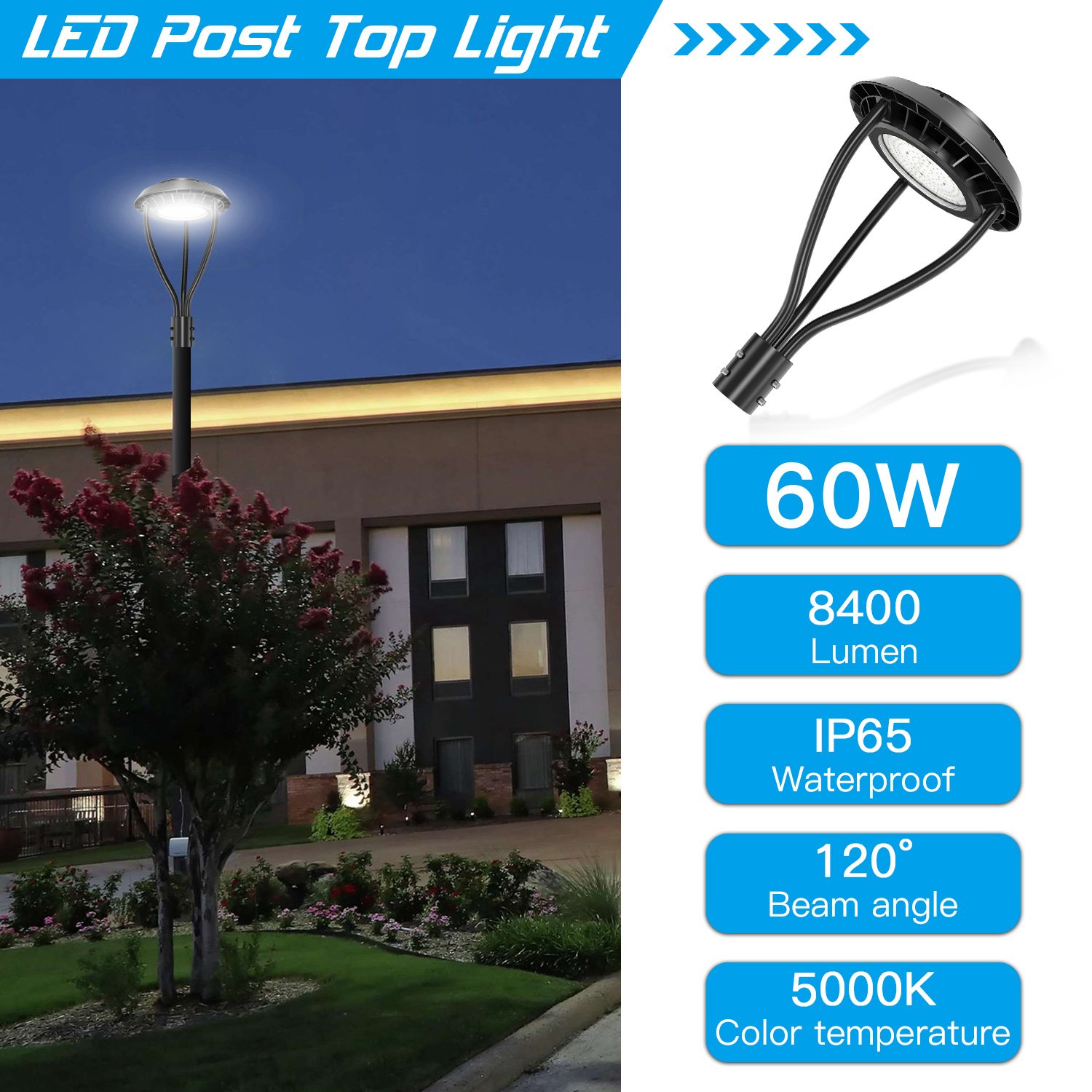 Area Post Top 60W-150W LED Pole Lights for Garden Road Street Lighting LED Post Top Lights With Wholesale Price