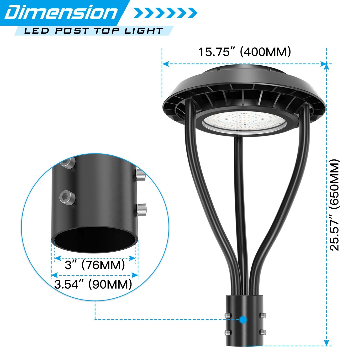 Area Post Top 60W-150W LED Pole Lights for Garden Road Street Lighting LED Post Top Lights With Wholesale Price