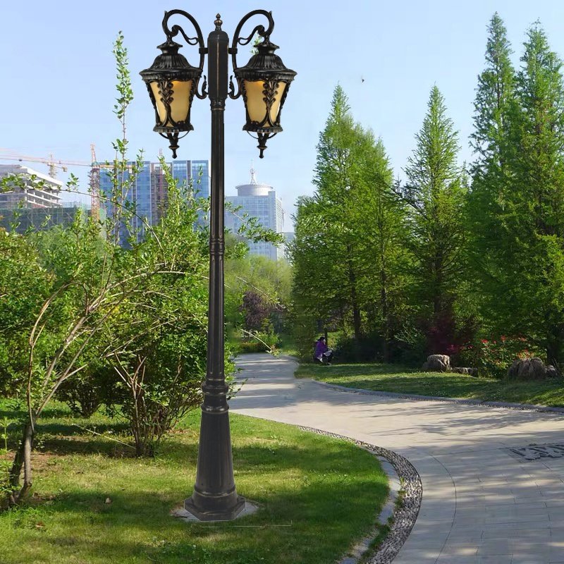 Exquisite European Style Garden Light IP65 LED Column Top Light for Outdoor Landscape Area, High Pole Garden Park 3000K E27