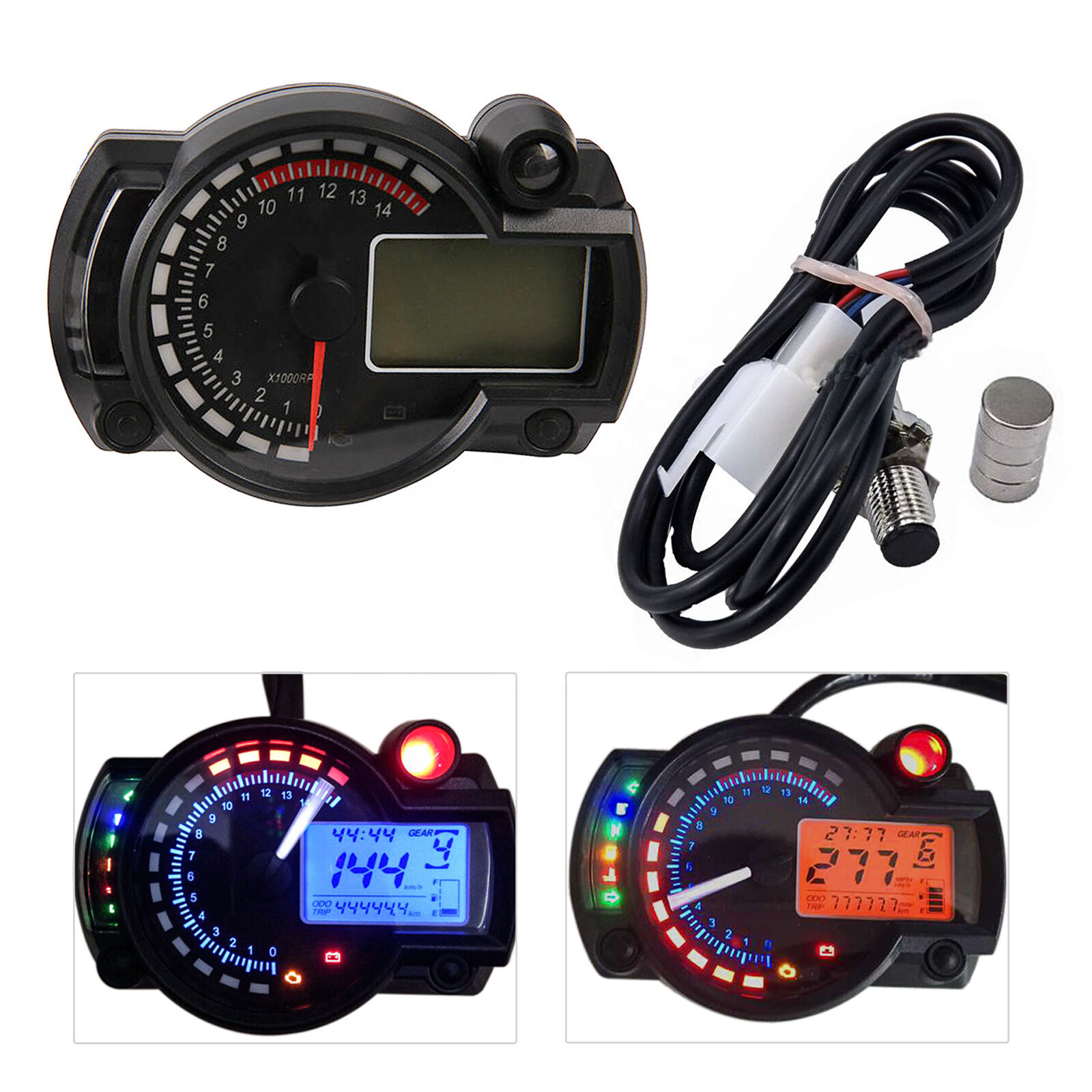 TERFU Motorcycle Universal LCD Digital Tachometer Tachometer Odometer for Yamaha Honda Fuel Meter