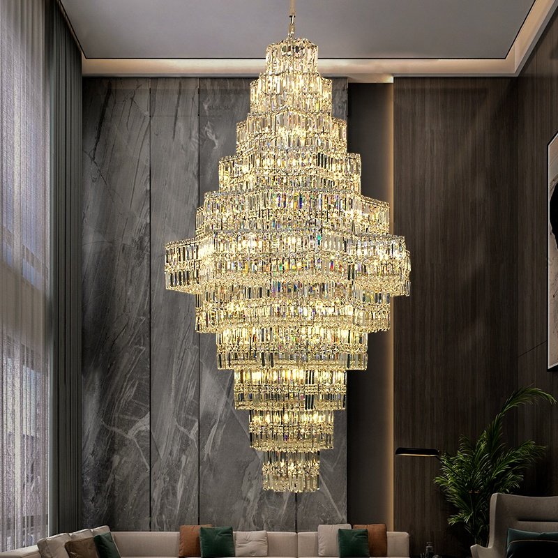 Custom Indoor Decoration Hotel Stair Wedding Luxury Pendant Lamp China Led Crystal Chandelier