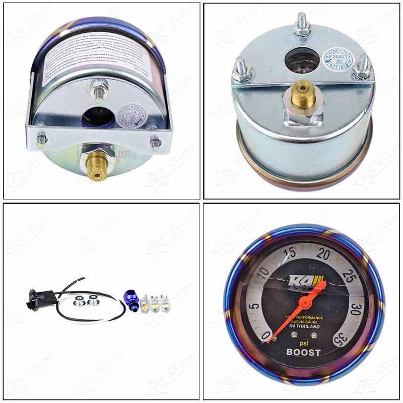 R4 35psi 60psi 35 PSI 60 PSI Auto Turbo Pressure Meter Thailand Style Titanium Blue Diesel Car Mechanical Blower Boost Gauge