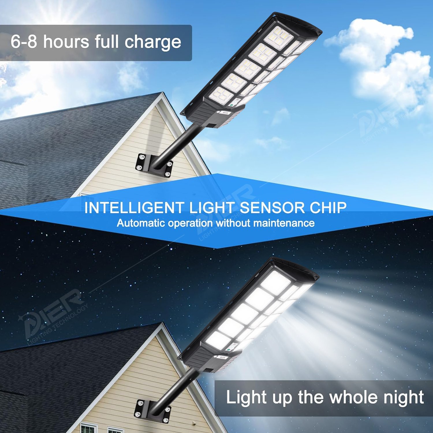 High Lumen Ip65 Waterproof 100w 200w 300w Remote Control in One Integrated Outdoor Solar Lamp Led Solar Street Light