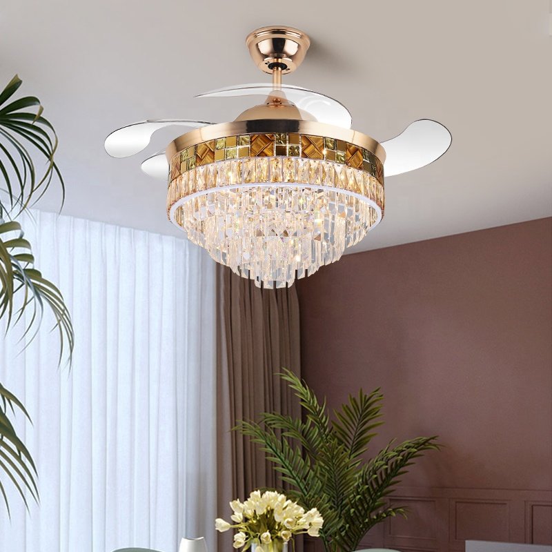 Y109 Crystal Chandelier Fan with 42inch with Remote Control Ceiling Fans with Crystal Chandeliers
