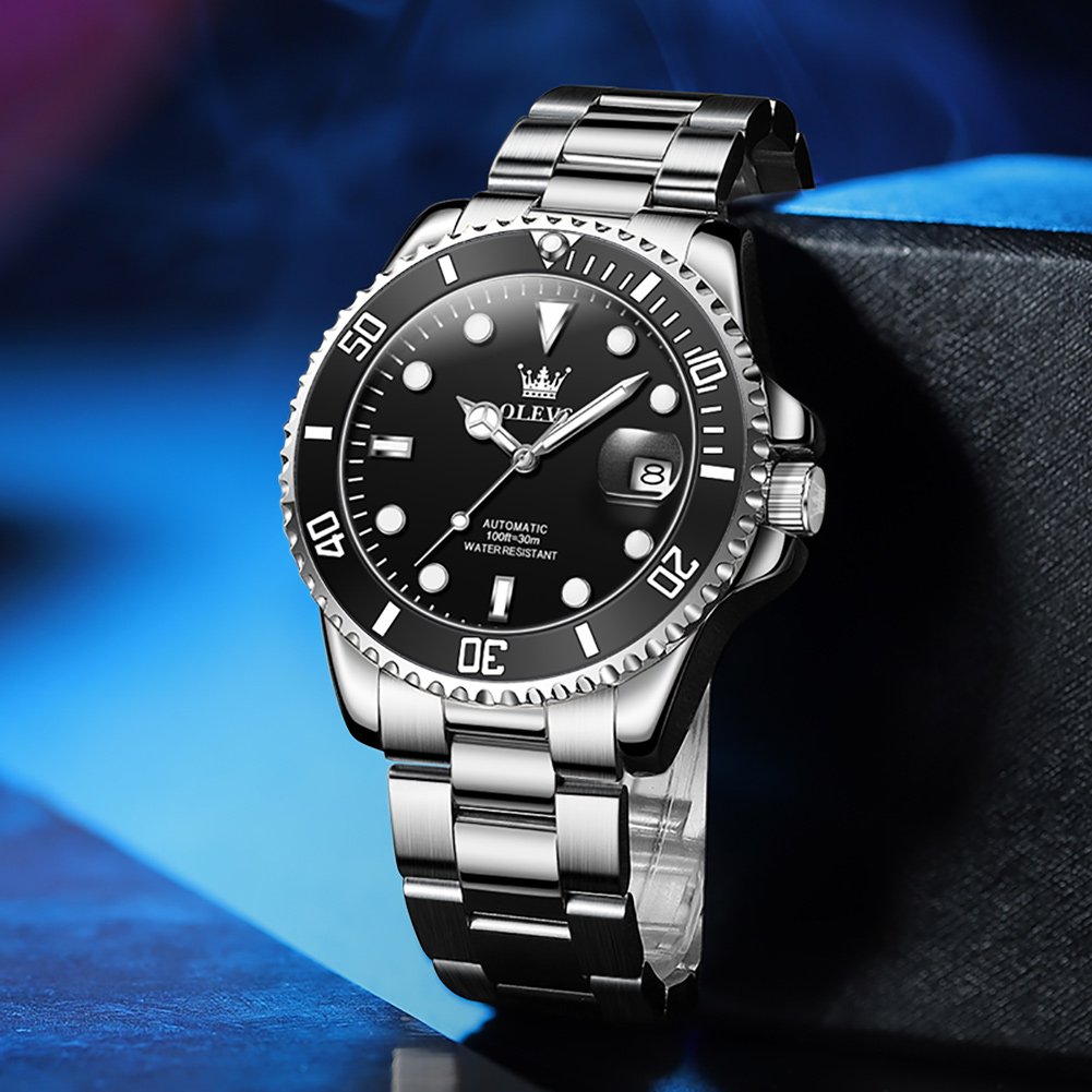 China Watch Manufacturer High Quality Silver Black 3bar Diver Hidden Clasp Tourbillion Automatic Mechanical Watches