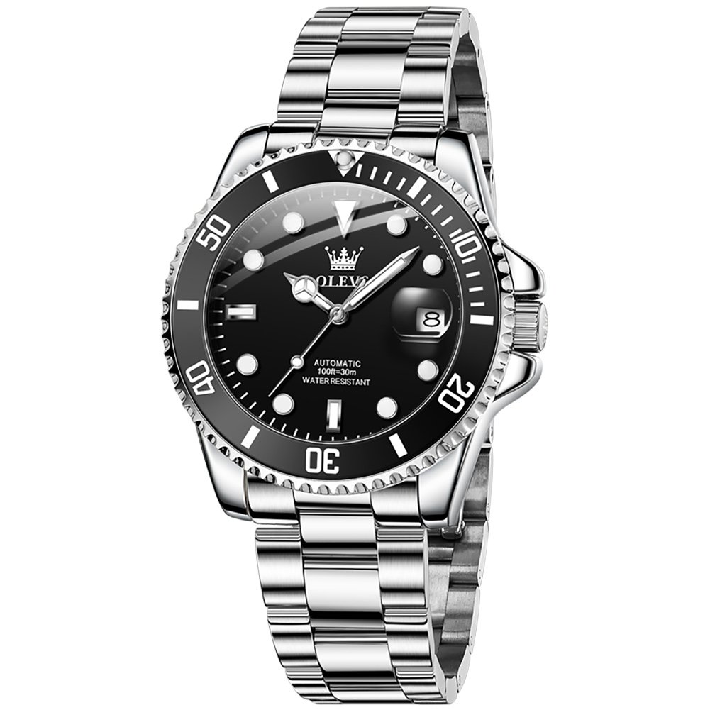 China Watch Manufacturer High Quality Silver Black 3bar Diver Hidden Clasp Tourbillion Automatic Mechanical Watches