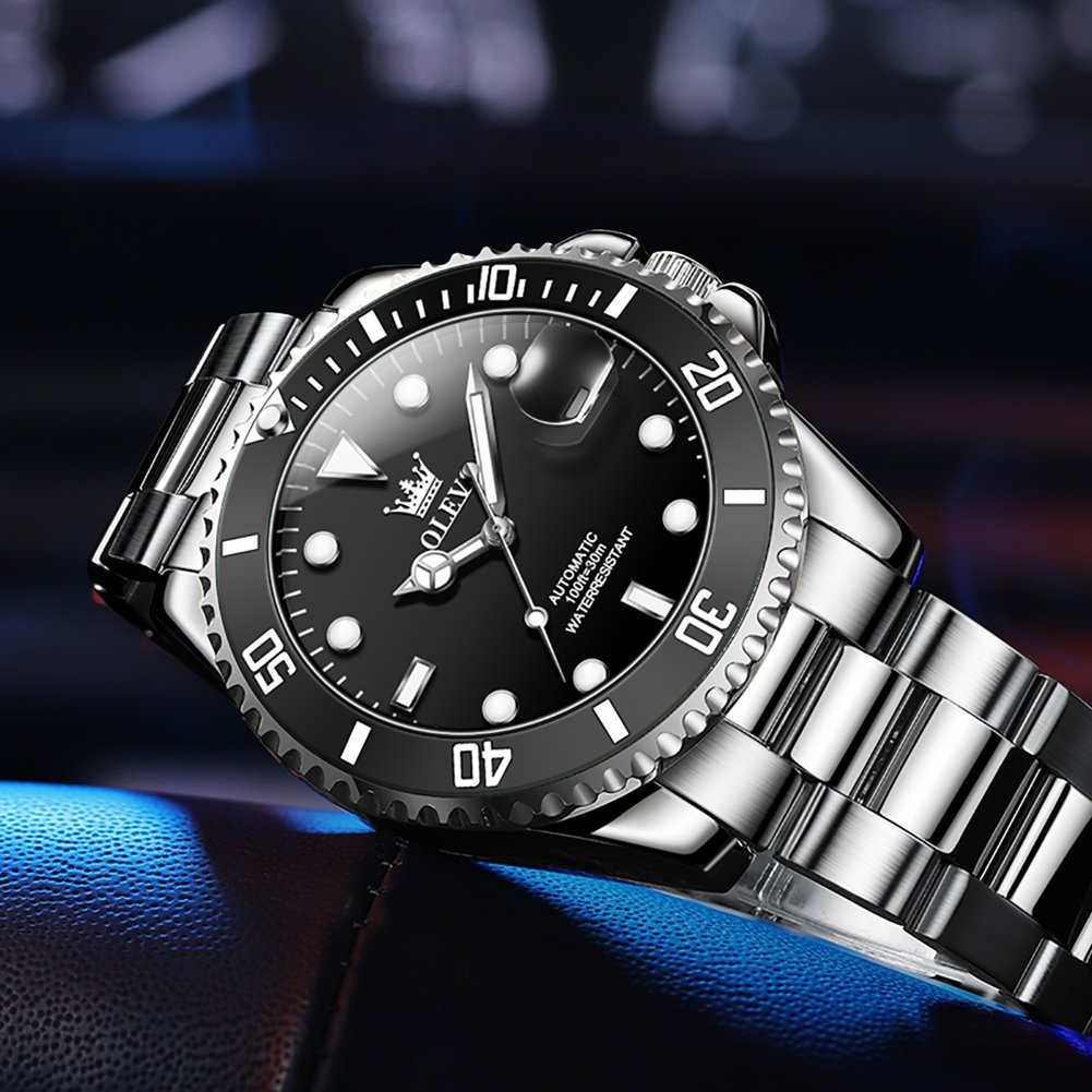 China Watch Manufacturer High Quality Silver Black 3bar Diver Hidden Clasp Tourbillion Automatic Mechanical Watches