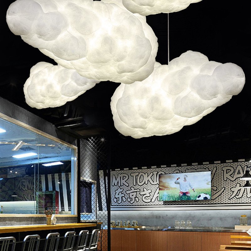 Hot Selling Silk White Cotton Cloud Chandelier Light Pendant Lamp Drop LED Light for Wedding Ceiling Decoration