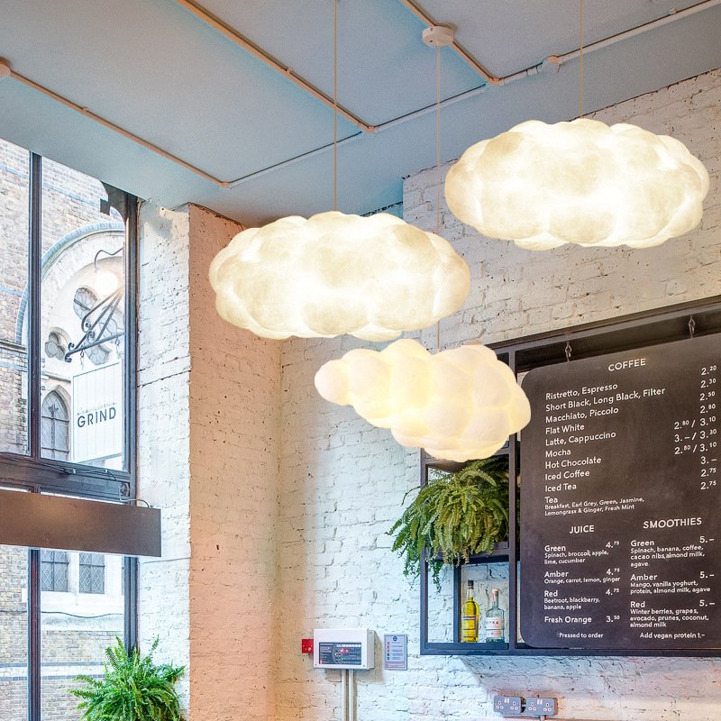 Hot Selling Silk White Cotton Cloud Chandelier Light Pendant Lamp Drop LED Light for Wedding Ceiling Decoration