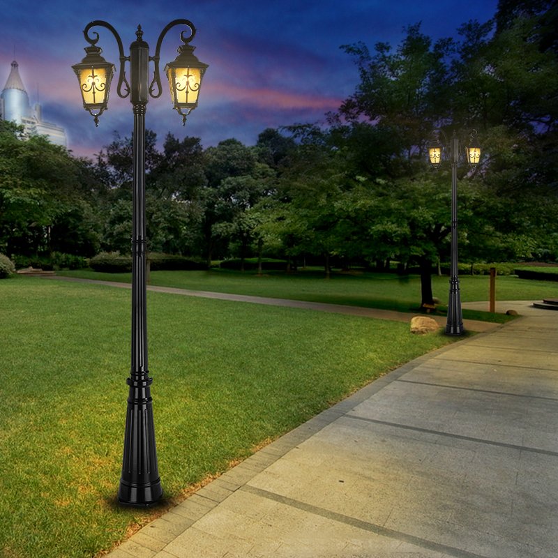 Outdoor Classic European Style Waterproof LED Garden Light Antique Street Light and Poles Aluminum Garden Lamp Post