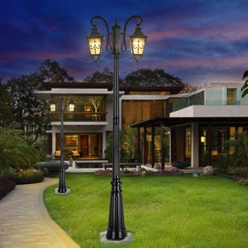 Outdoor Classic European Style Waterproof LED Garden Light Antique Street Light and Poles Aluminum Garden Lamp Post