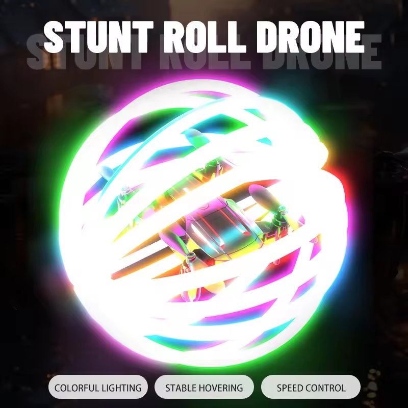 SJY-BK2 RC Drone Rolling Stunt Cool Light Tumbling Smart Fixed Height Mini Helicopter RC Quadcopter Toy Kids Gift