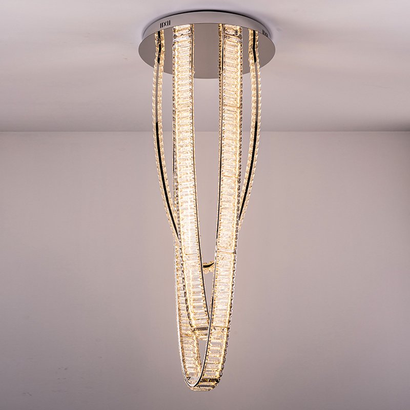 Luxury Crystal Chandelier Rotating Staircase Chandelier Modern K9 Crystal Villa Apartment Hotel Customized Lighting Alien Lamp