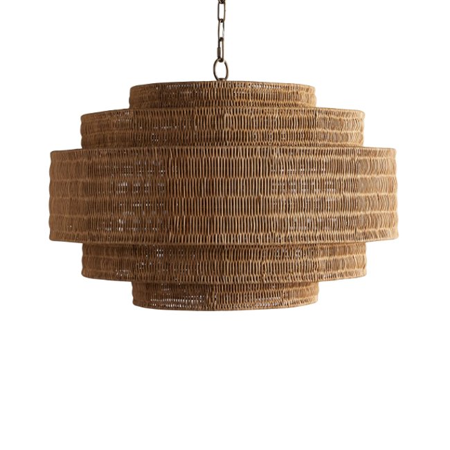 Natural Rattan Wicker Paper Rope Pendant Light Handmade Woven Cover Shade Lighting Bamboo Light Fixtures Chandelier Rattan