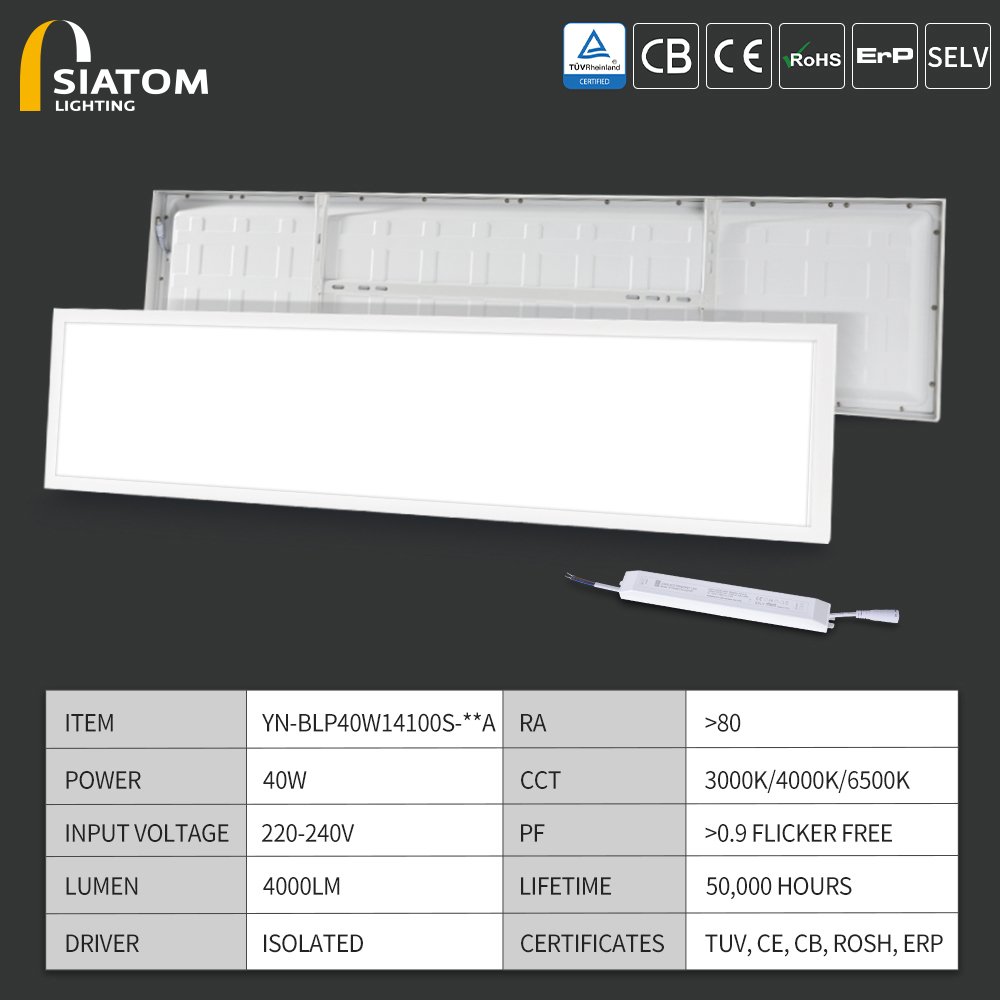 1x4 Rectangle 40W 6500K Led Panel Light Office Hotel Commercial Backlit Ceiling Light