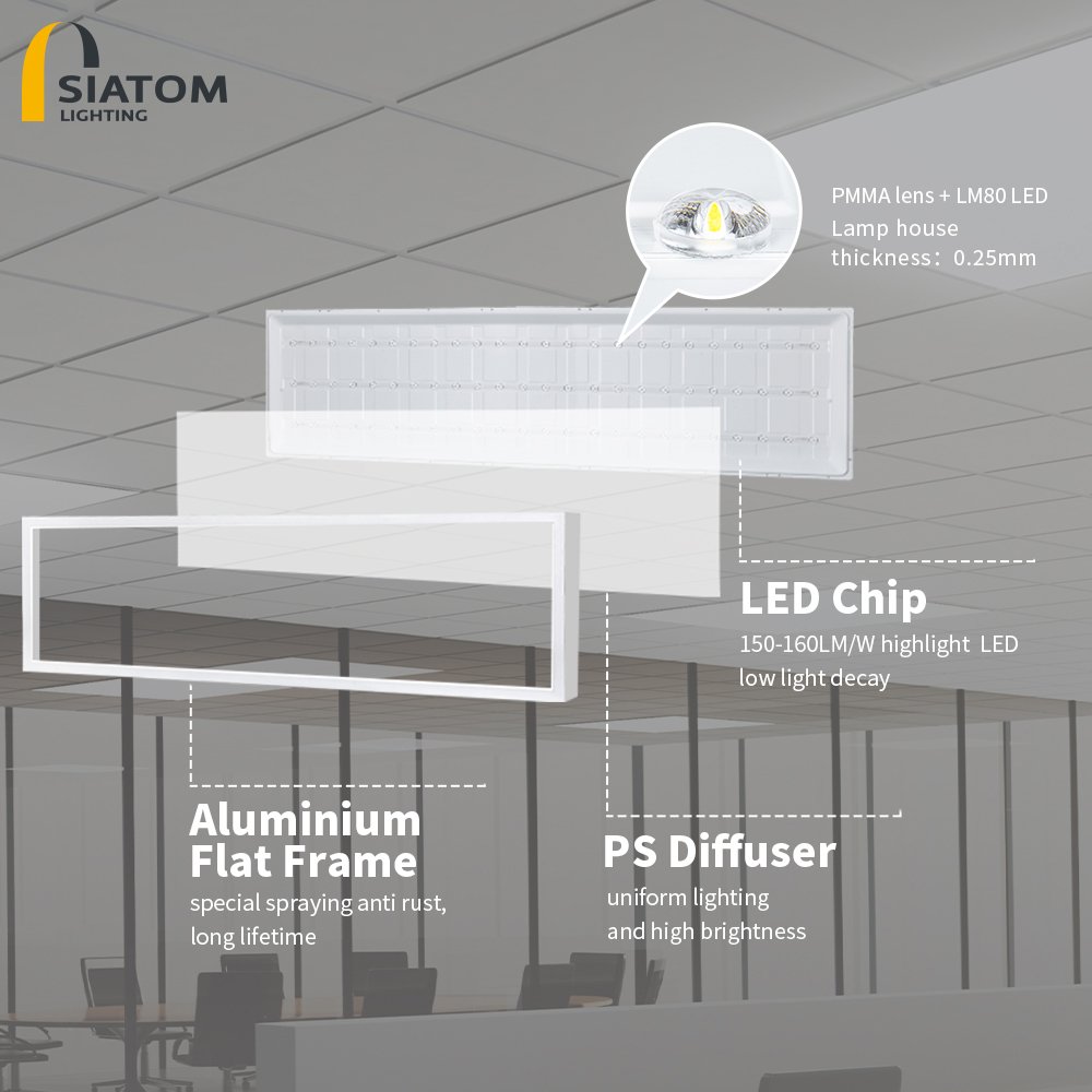 1x4 Rectangle 40W 6500K Led Panel Light Office Hotel Commercial Backlit Ceiling Light