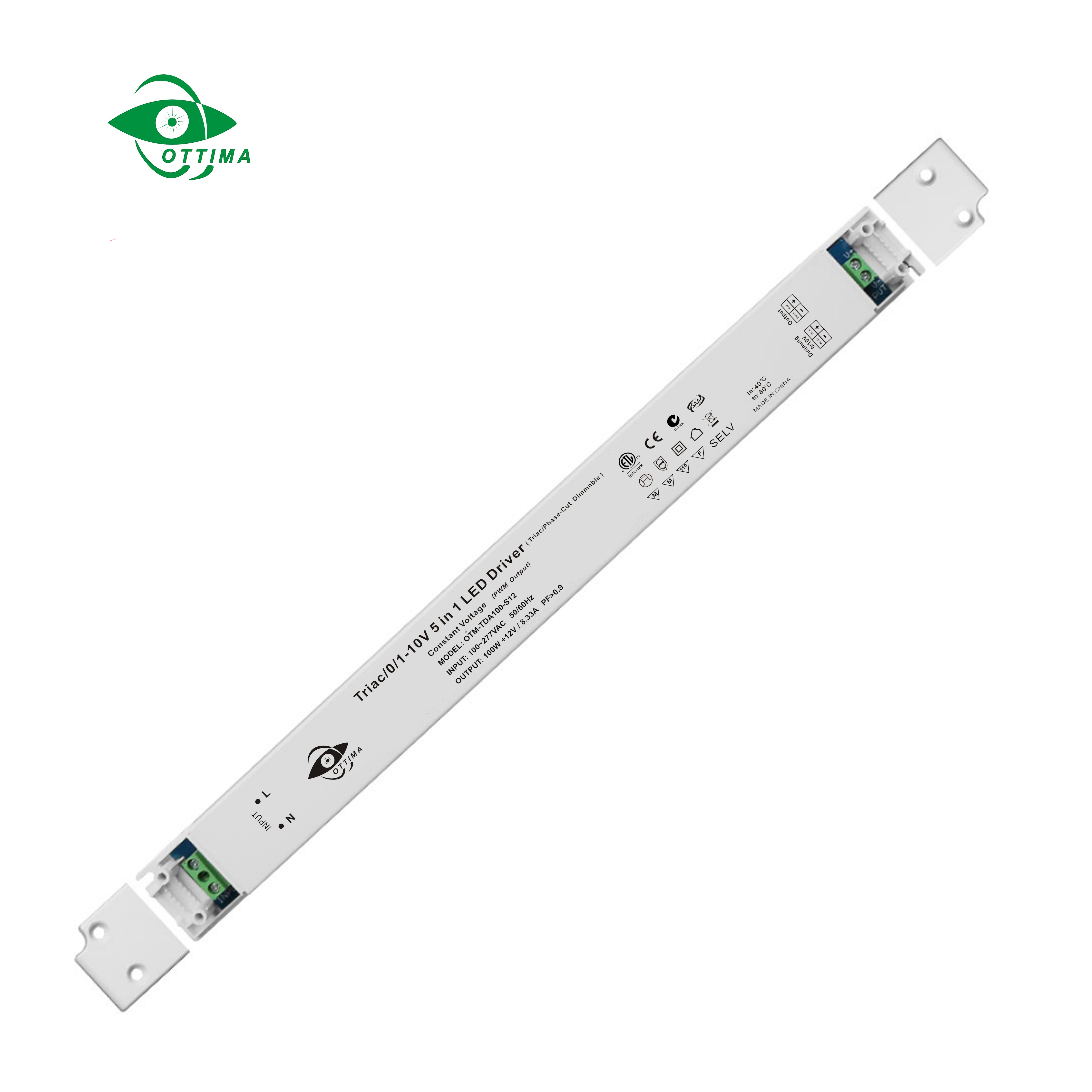 150W 12V 24V Slim Linear Triac Dimmable MLV ELV Phase Cut Dim Constant Voltage Led Driver