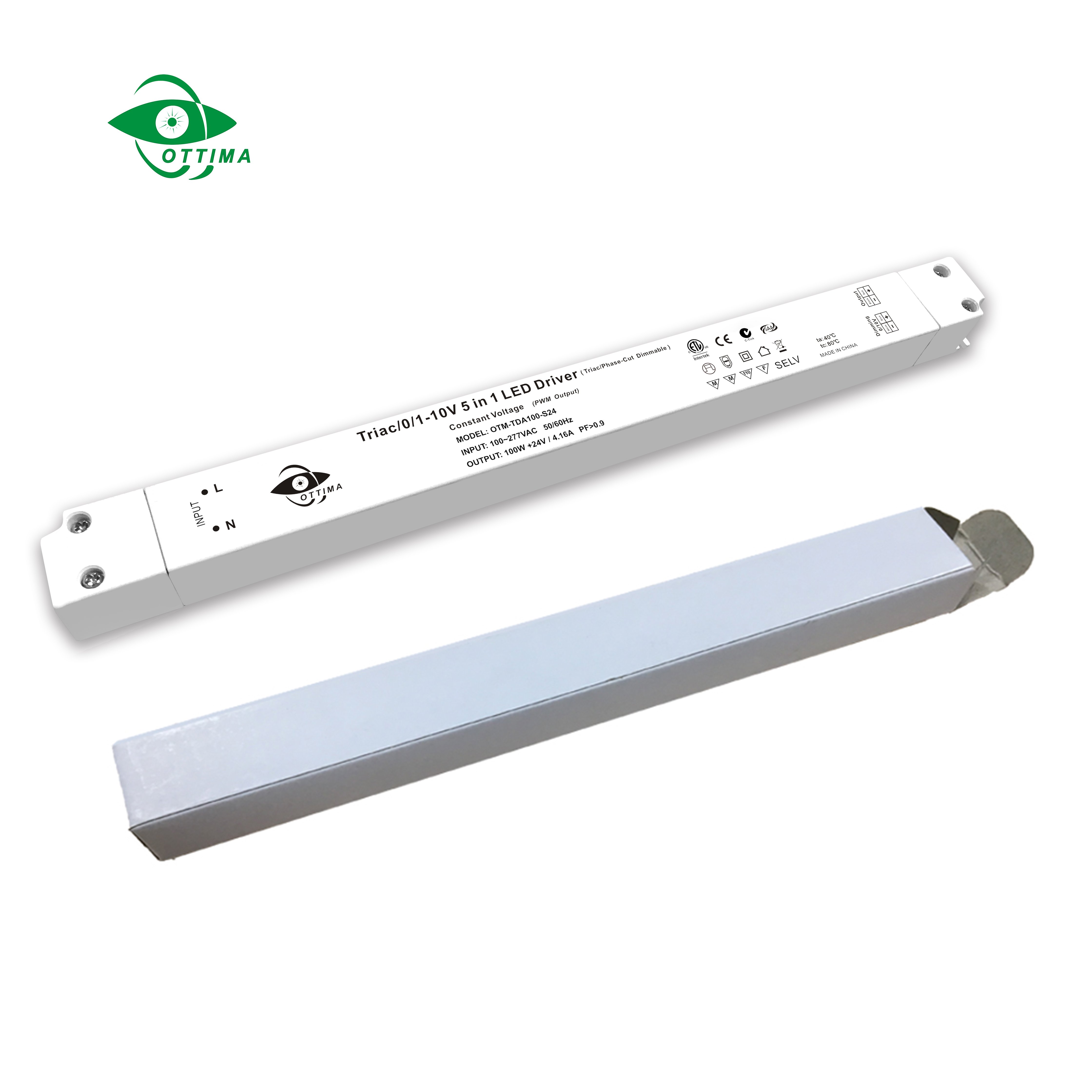 150W 12V 24V Slim Linear Triac Dimmable MLV ELV Phase Cut Dim Constant Voltage Led Driver