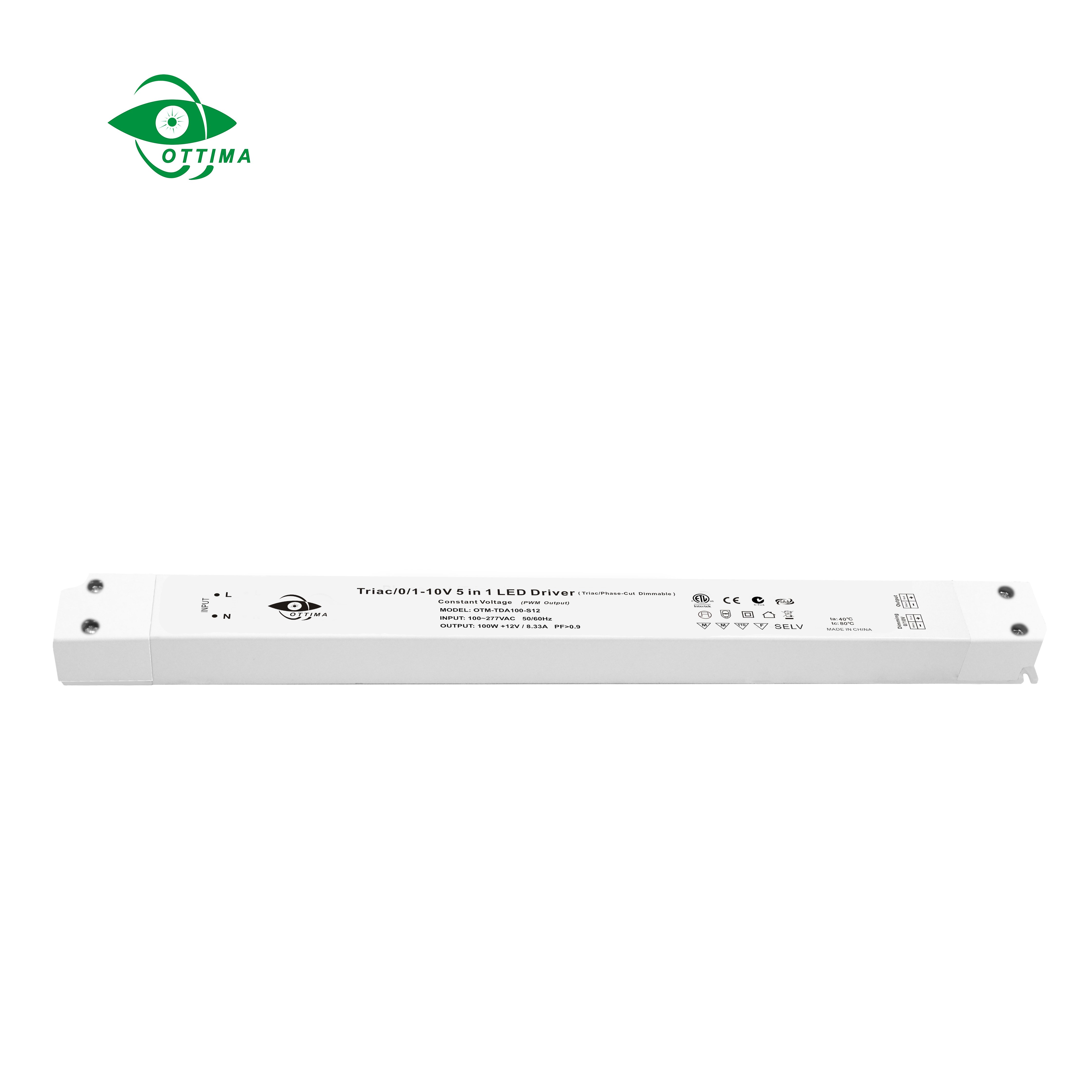 150W 12V 24V Slim Linear Triac Dimmable MLV ELV Phase Cut Dim Constant Voltage Led Driver