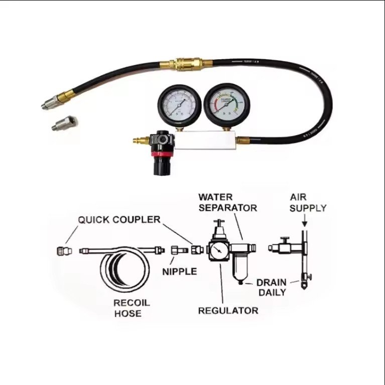 Cylinder Leak Tester Engine Compression Meter Test Tool Detector 4 PCs