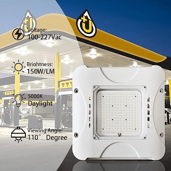 IP65 LED Canopy Light for Warehouses Offices Petrol Stations-Square Light Design Energy Efficient Solutions for Gas Stations