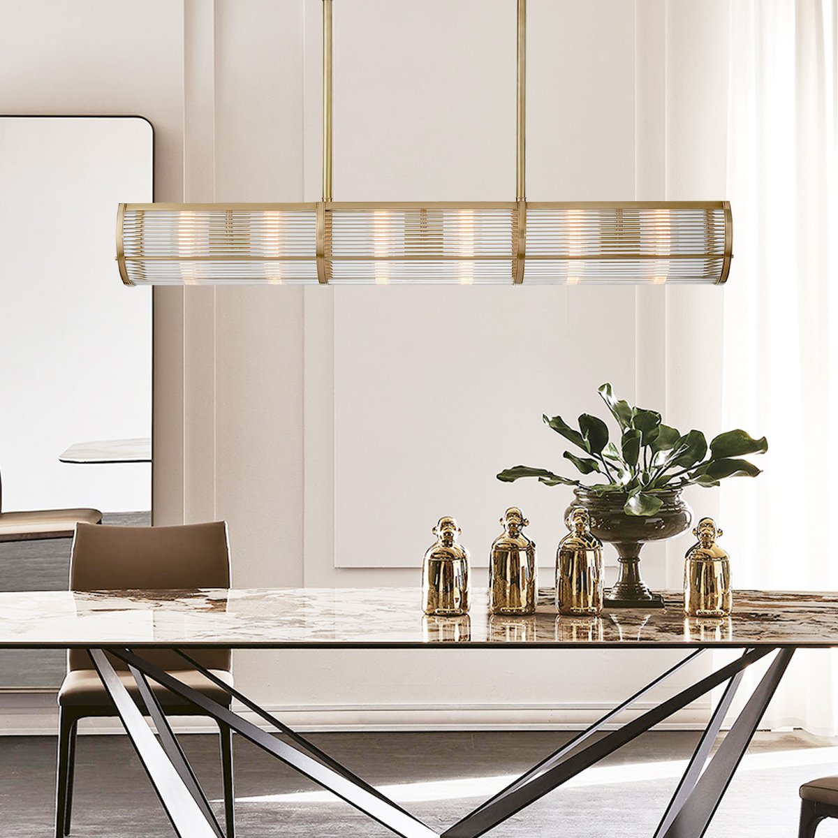 Custom Creative Lighting Luxury Bar Pendant Lighting Modern Minimalist Glass Lines American Restaurant Strip Pendant Lamp