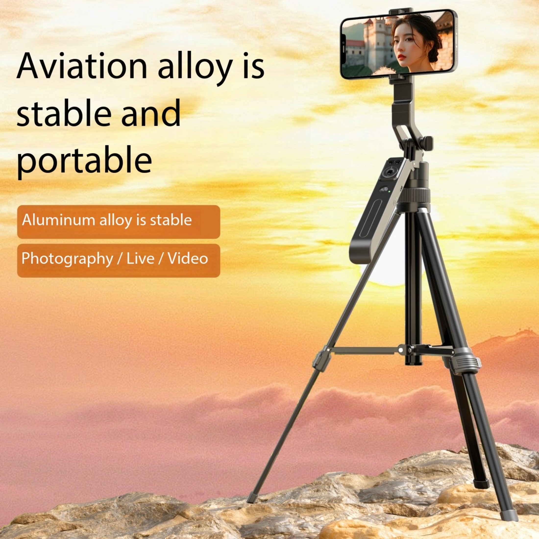2024 December New 1.7m Professional Auto Face Tracking Selfie Stick Tripod Stand Holder with Tracker for Phone / Camera