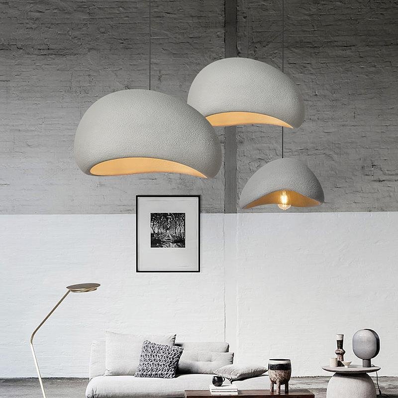 New BAHE Plaster Art Design Light Oval Bean Concrete Resin Lighting Chandelier Modern Lights for Home