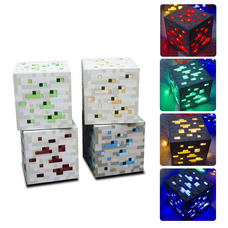 Red Yellow Blue Green Element Light LED Nightlight Game Peripheral Decoration Gift Upgrade Charging Mode Miner Ore Light