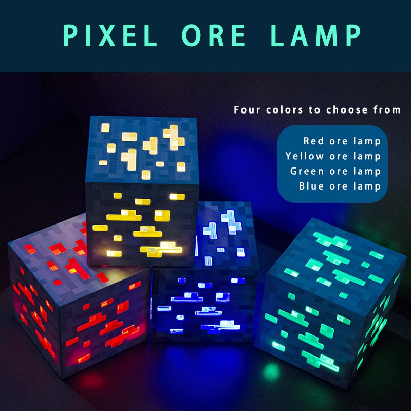 Red Yellow Blue Green Element Light LED Nightlight Game Peripheral Decoration Gift Upgrade Charging Mode Miner Ore Light