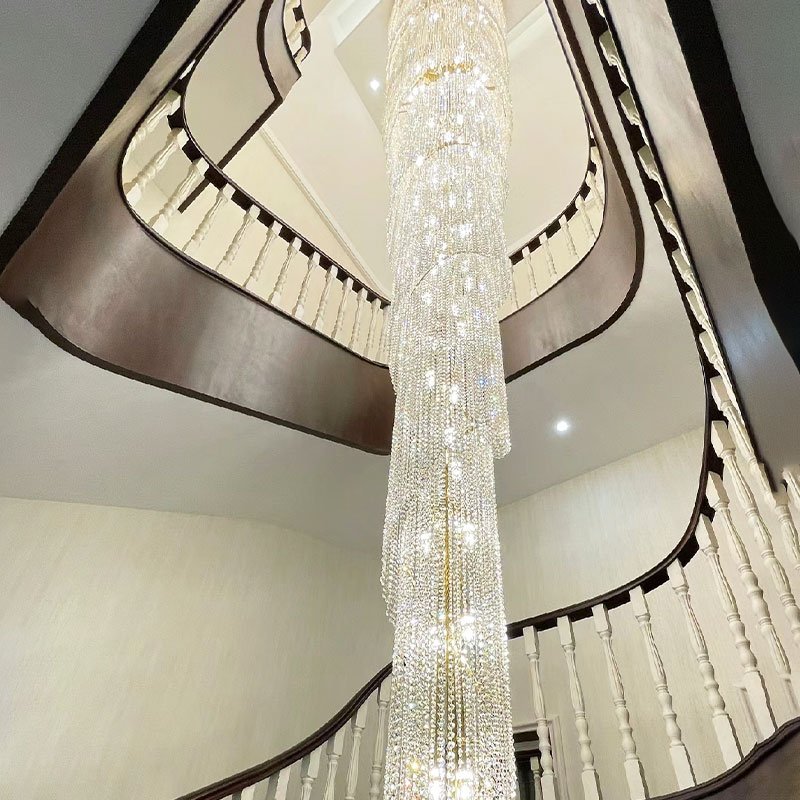 Shopping Mall Banquet Hall Nightclub Round Villa Retest Building Living Room Large Chandelier Long Pendant Lights