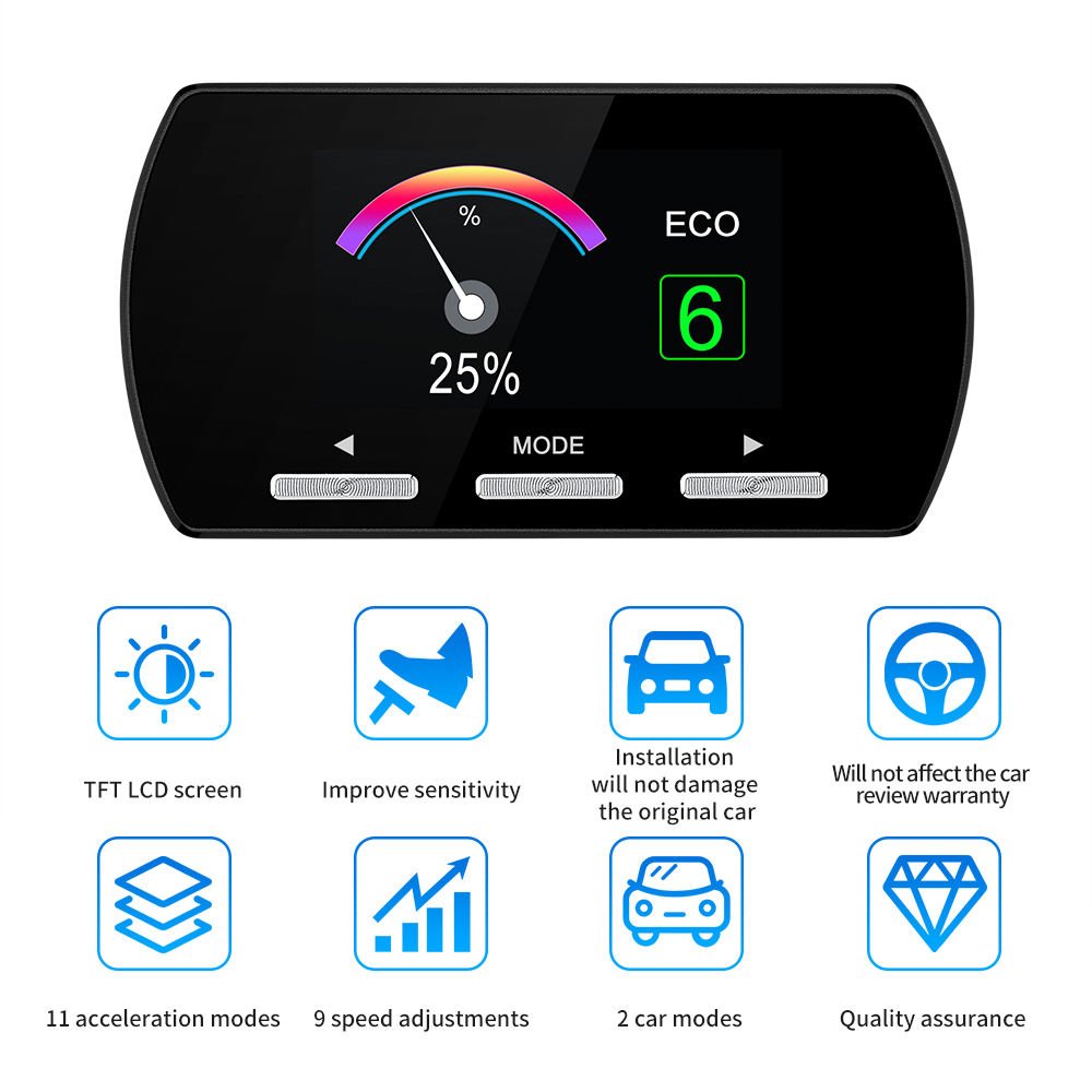 Car Speed up Accelerator LCD Screen 14 Drive Modes Auto Electronic Throttle Controller F2 Pedal Accelerator Gauge Meter