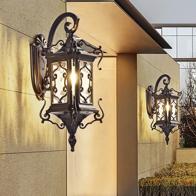 Retro Wall Lamp Wall Sconce Light Vintage Villa Outdoor Lighting Antiqued Brass Bulkhead Outdoor Gate Wall Light