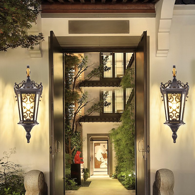 Retro Wall Lamp Wall Sconce Light Vintage Villa Outdoor Lighting Antiqued Brass Bulkhead Outdoor Gate Wall Light
