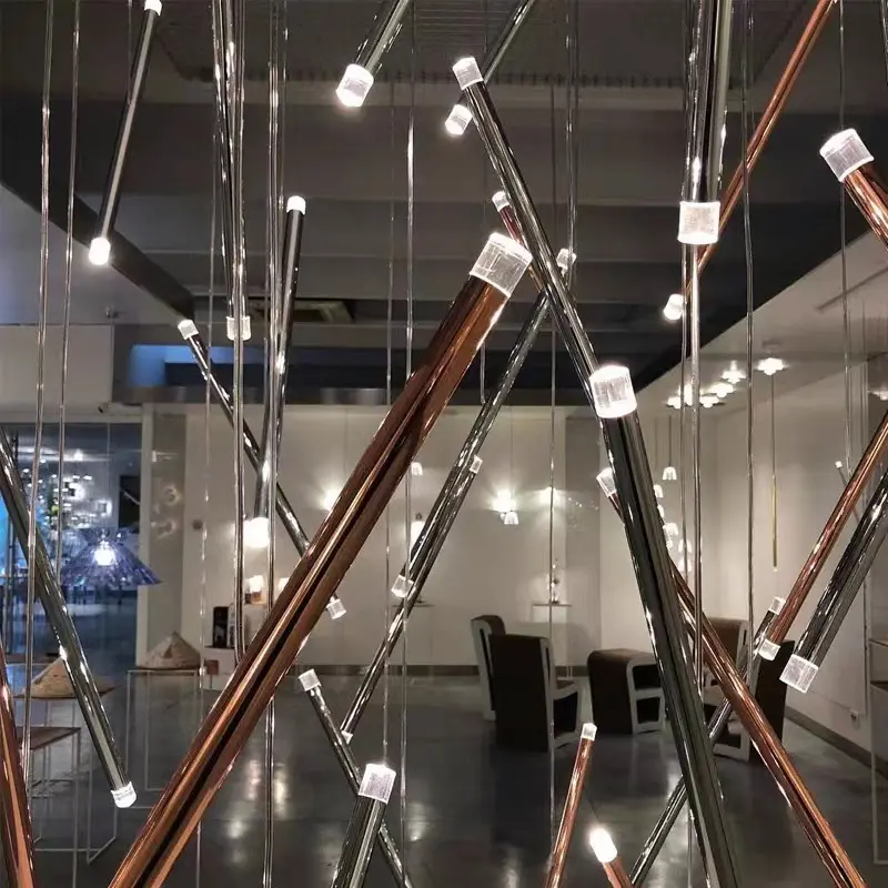 ECOJAS Modern Interior Lighting Aluminum Dining Room Pendant Light Small Decorative High Ceiling Stair Chandeliers
