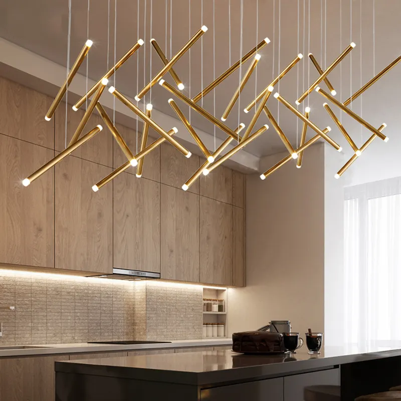 ECOJAS Modern Interior Lighting Aluminum Dining Room Pendant Light Small Decorative High Ceiling Stair Chandeliers