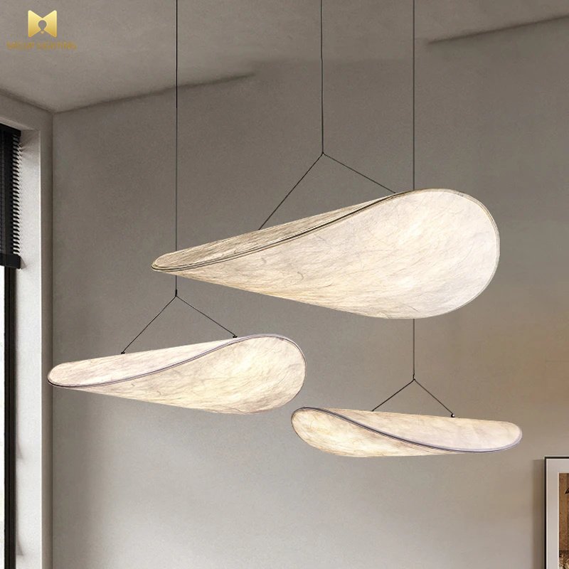 Nordic Silk Lamp Vintage Art Japanese Wabi-sabi Style Living Room Dining Room Bedroom Tea Room Zen Leaf Chandelier