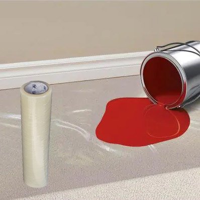 Pre-Taped Masking Film for Auto Painting Covering Plastic Pre-Adhesive Dust Paint Protective Drop Film for Furniture, Car, Floor