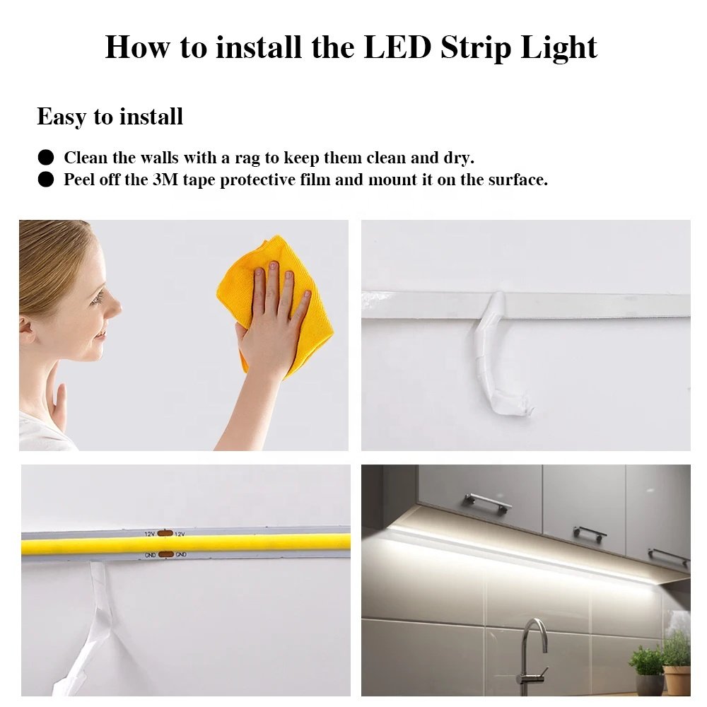 High Quality Flexible Cob Led Strip Light High Density Without Light Spot Decorative Lighting 24v 12v 8mm 5mm 3mm 320 480LED