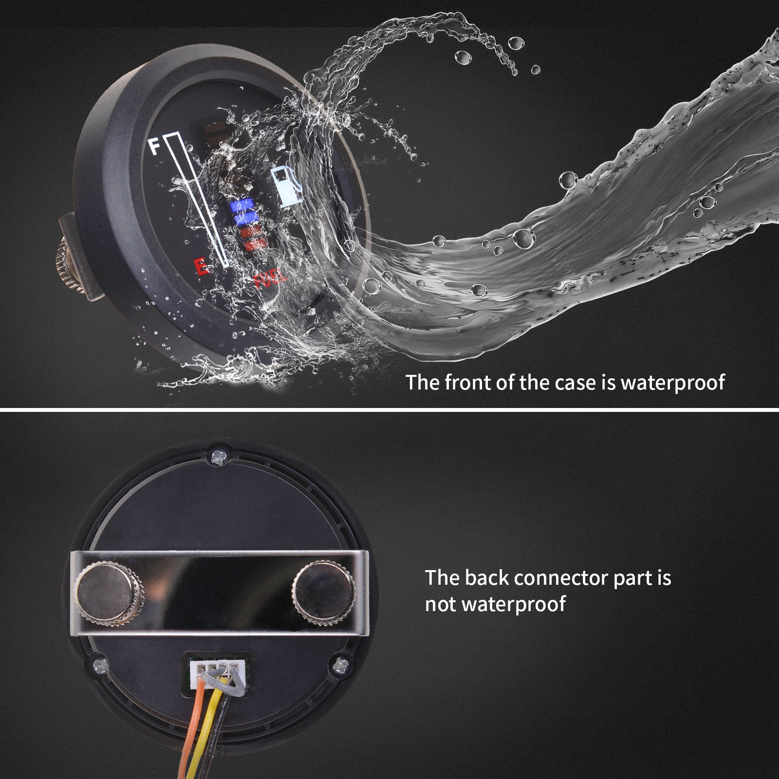 12V 24V Ultra-Thin Universal 52mm Auto Motorcycle Fuel Level Meter Gauge 10 Grid Led Light Display