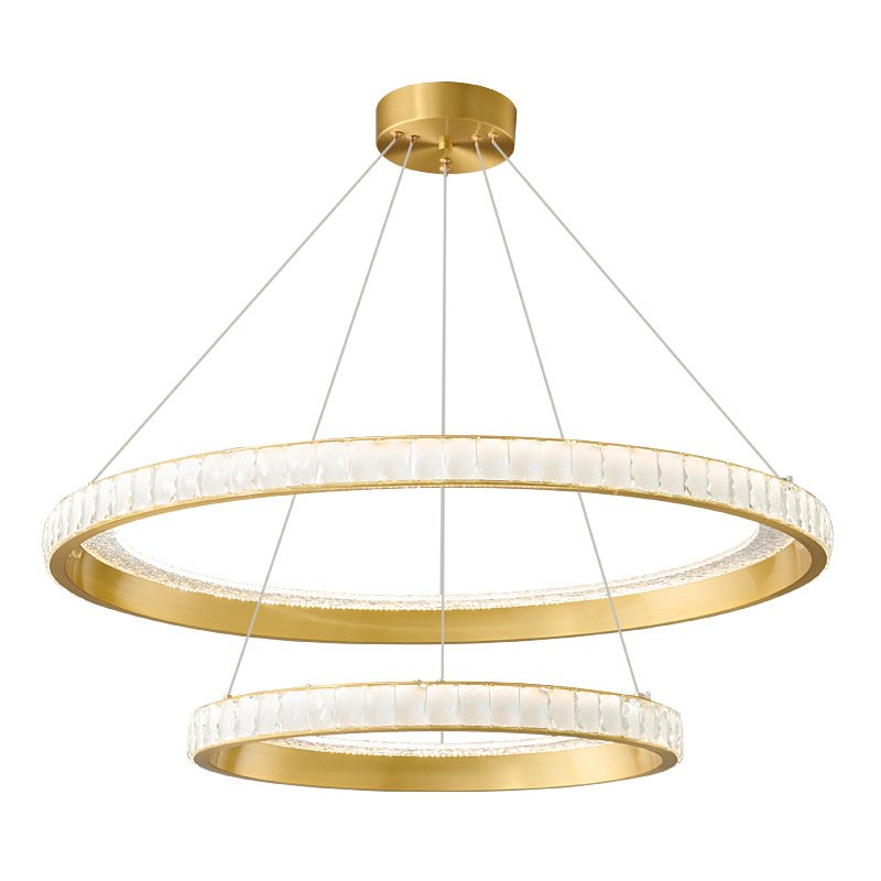 Pendant Light Decoration Atmosphere Light Bar Hotel Luxury Circular Villa Hall Brass Alabaster Ring Light Round Chandelier