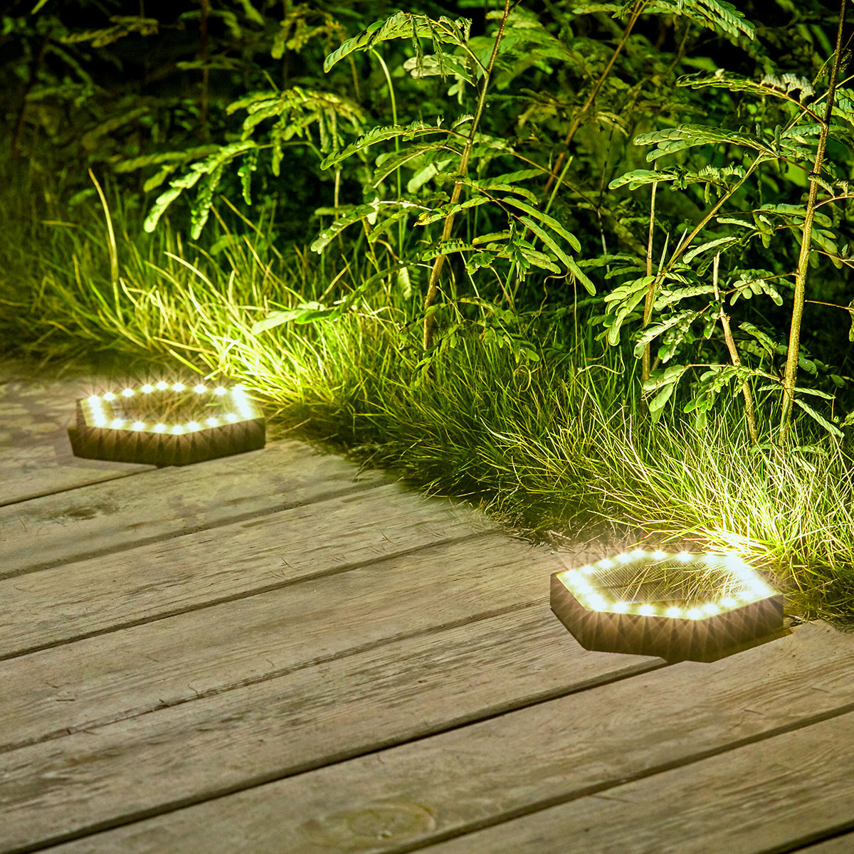 Solar Hexagonal Ground Spotlights Solar Outdoor Landscape Decor Lamps Solar Pathway Lights for Patio Driveway Garden Step Lawn